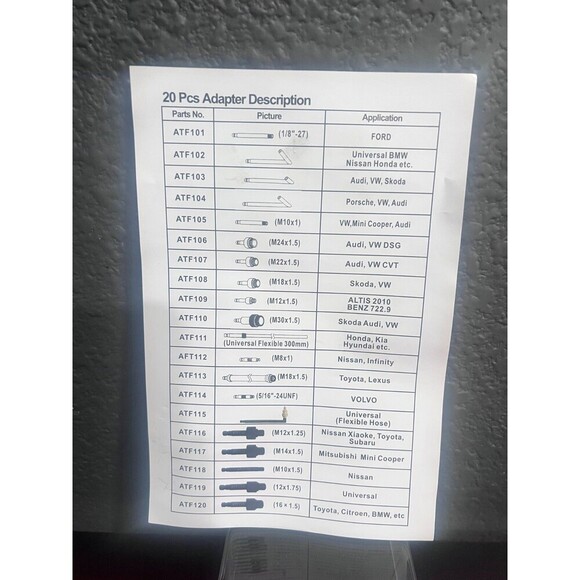 Transmission Fluid oil fill adapter 20PCS ATF adapter kit for VW Audi Benz - Picture 2 of 4